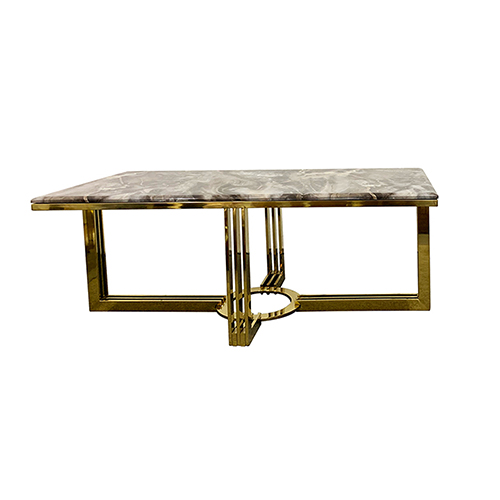 Coffee Table Faux Marble Mosaic Style Top Sturdy Feet with Stainless Electroplating Titanium Gold Daisy